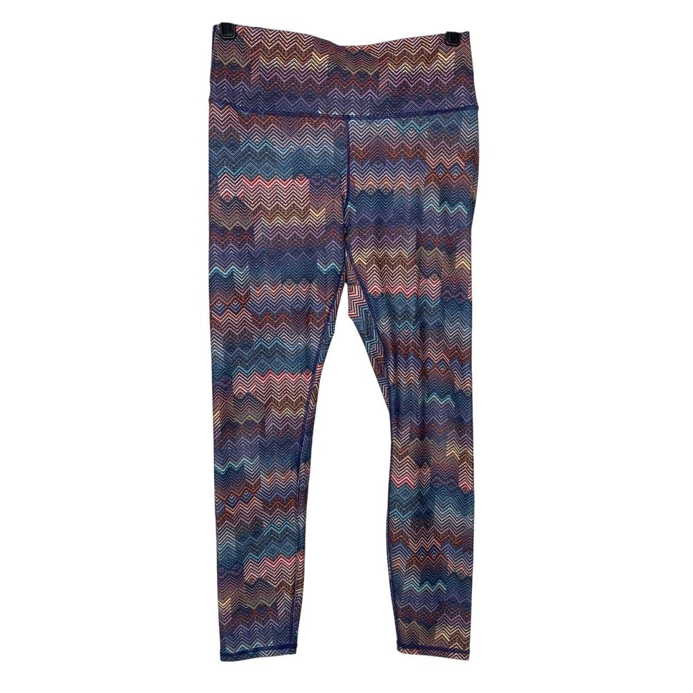 Fabletics Define PowerHold High Waisted 7/8 Chevron Multicolor Legging Medium